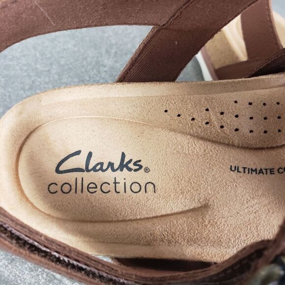 Clarks Collection Sandals 6.5 M Brown Leather Brynn Step Adjustable Strap Shoes - Picture 7 of 12
